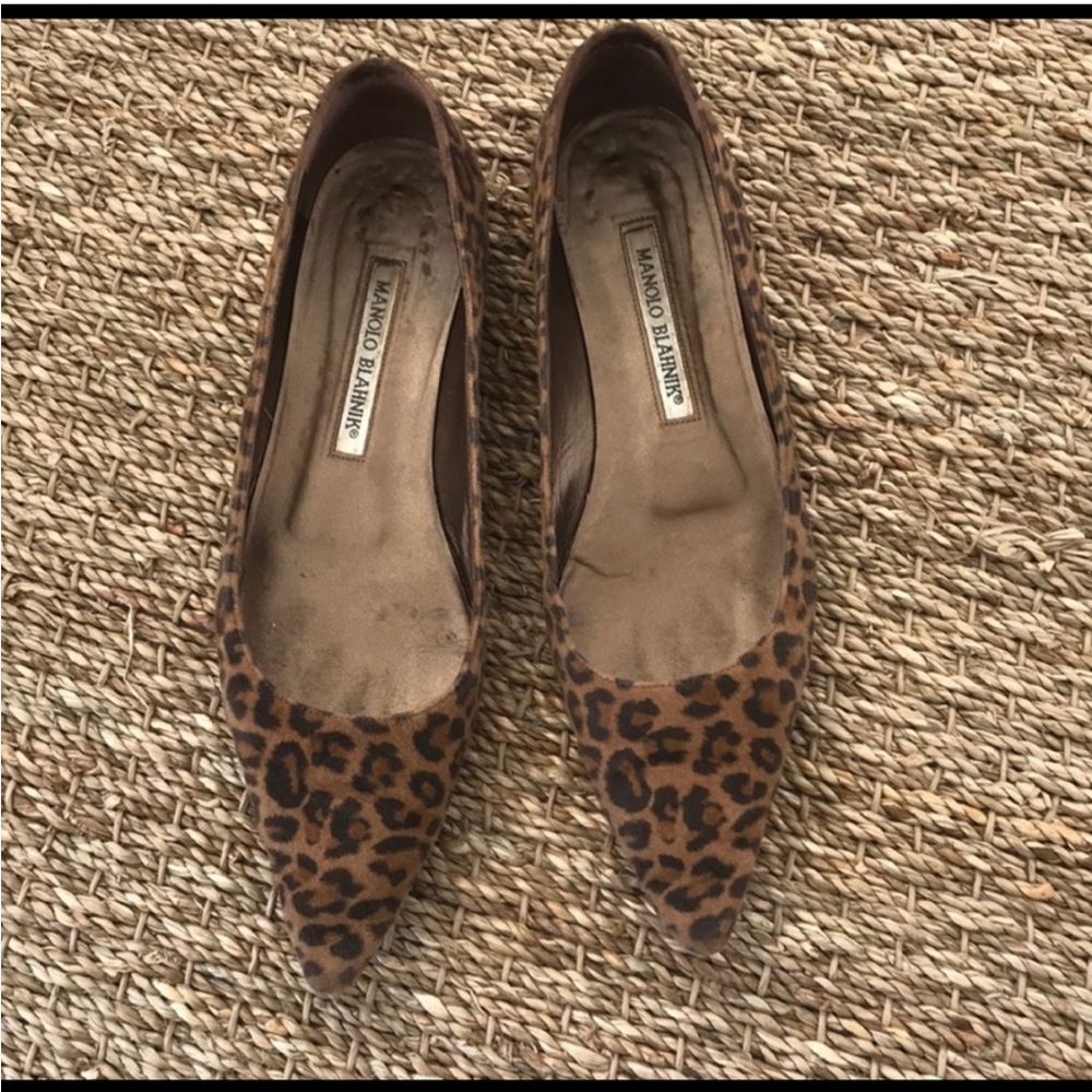 Manolo Blahnik Pointed Toe Cheetah Print